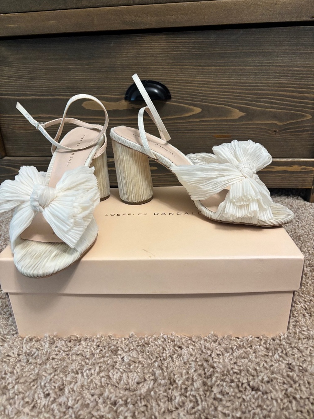 Loeffler Randal Camellia Pearl Pleated Bow Heel